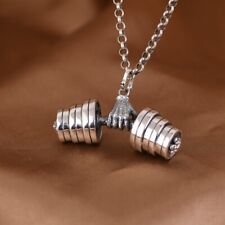 I05 Anhänger Hand mit Hantel Gewichtsscheiben Fitness Silber 925