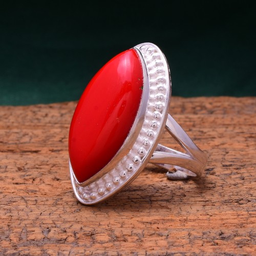 Roter korall edelstein ring - roter, korall-edelstein