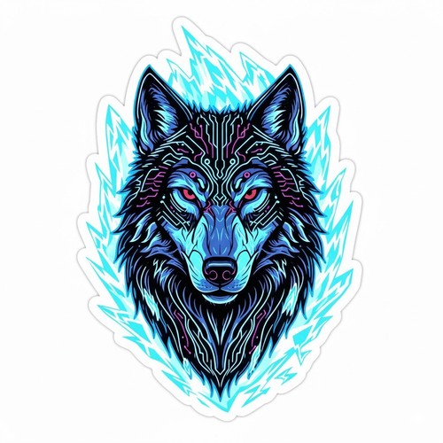 Neon wolf autoaufkleber - neon,