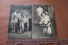 zwei tolle alte Fotokarten Circus Carré - Direktorin mit Pferde - 1914