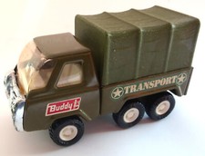 Buddy L Japan T-415 Transport US Militärlaster oliv Pritsche Blechspielzeug LKW