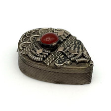 Antike Pillendose Silber 800 Tabatière Stein Schmuckbox Schatulle Dose RAR #3537