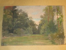 FRANZÖSISCHE SCHULE 19. JAHRHUNDERT ÖLGEMÄLDE LANDSCHAFT WALD POST...