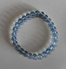 19 cm Aquamarin NATUR Armband Unisex 6mm Unbehandelt TOP QUALITÄT Wassermann
