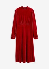 Midikleid aus softem Samt Gr. 40/42 Rot Midi-Kleid Langarm Freizeitkleid Neu