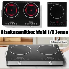  Glaskeramik Kochfeld 1/2 Platten kochfeld Elektro Kochfeld 220-3500W Timer 