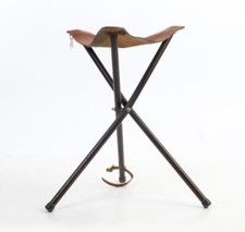 Klapp-Hocker-Sitz unterwegs Jagd-Hocker Stahlrohr Leder