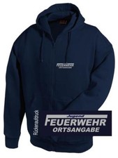Jugend Feuerwehr Sweat-Shirt Jacke mit Kapuze navy / reflexsilber