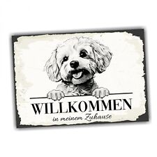 Hundeschild Willkommen Zuhause Bichon Frise No.2 Dog Schild Spruch Türschild War