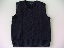 ▀▄▀▄▀ POLO Ralph Lauren - Pullunder Zopfmuster Pullover  - Gr. 6 - blau ▀▄▀▄▀)1