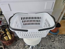 Bügel Wäschewanne Einkaufswanne Tragekorb Henkelkorb - Weiß - 60x37,5x28 cm