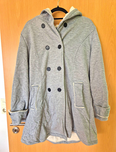 Damen kapuzenmantel grau 2xl - grau,