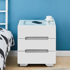 Nachttisch LED Nachttisch Schränke Wireless Charging Schlafzimmer 3 Schubladen