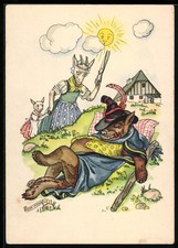 Künstler-AK Reklame für Indanthren Wäschefarbe, Der Wolf und die sieben Geißlei 