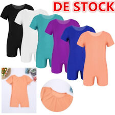 UK Unisex Kinder Jungen Mädchen Kurzarm Turnanzug Dance Gymnastikbody mit Shorts