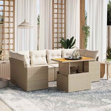 Gartenmöbel Sofa Garnitur Lounge Sitzgruppe mit Kissen 7-tlg. Poly Rattan vidaXL