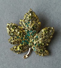 Ahorn Blatt Brosche Gold Grün