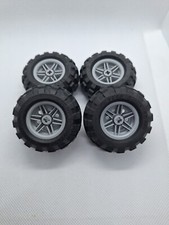 4x Lego Technic Reifen 56x26 mit Felge Grau