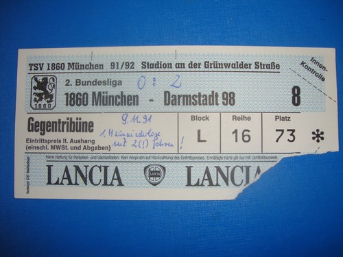 Ticket 1860 münchen - 91/92,