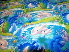 Delphin   Delphins  painting the world   50x110 cm Baumwolle