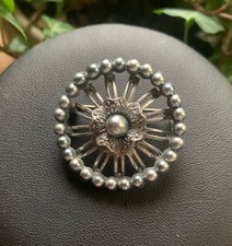 Feine Silberfarbige Gablonzer Brosche, Vintage, Schmuckperlen    !413