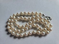 Echte Perlenkette  50 cm  Vintage 835 Silber-Verschluss
