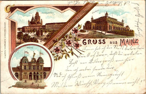 Litho gruß aus mainz bahnhof - aus,