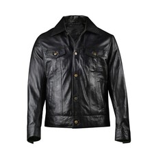 Herren Original Lederjacke Premium Qualität 100% Echt Lammleder Schwarz Mantel