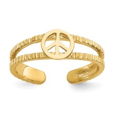 14K Gelbgold Cutout Single Peace Zeichen Zehenring