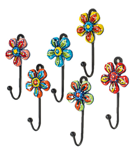 Wandhaken handbemalter - 6x,