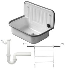 HS Ausgussbecken Stahl weiß