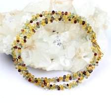 Edle Multi Saphir Kette in Tropfenform facettierte Edelstein Collier ca. 46 cm