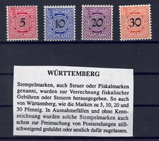 Württemberg Fiskalmarken/