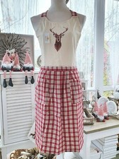 CLAYRE & EEF Koch Küchen SCHÜRZE HIRSCH 85x70cm beige/rot Baumwolle Landhaus
