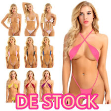 DE`Damen Sexy Micro Bikini Rückenfrei Bademode Transparent Unterwäsche Badeanzug
