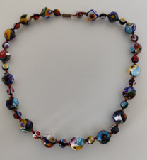 Venezianische Millifiori Murano Glasperlen Kette 47 cm, Vintage 70er, gerissen
