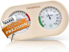Wasserfeld® Sauna Thermometer Hygrometer Saunazubehör Klimamesser aus Holz 2in1