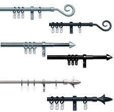 Gardinenstange ausziehbar 16/13 mm schwarz silber komplett mit Träger Ringe 