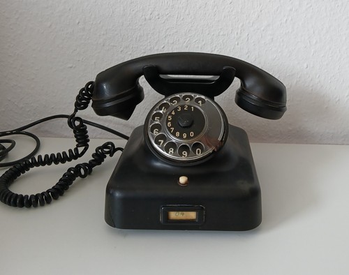 Altes telefon bakelit schwarz - telefon,