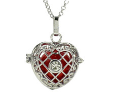 Himmelsflüsterer+Klangkugel Herz Anhänger+Halskette Zirkone Silber Kette Modisch