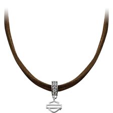 Harley-Davidson Halskette B&S Brown Leather braun/silber