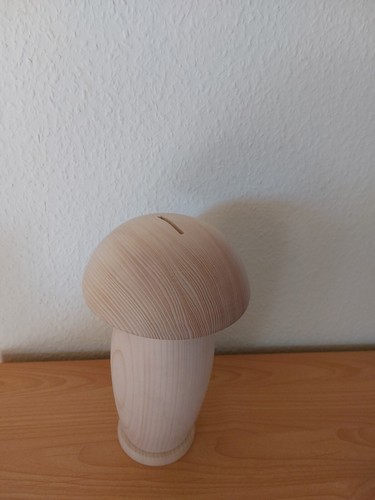Spardose groß holz pilz roh - groß,