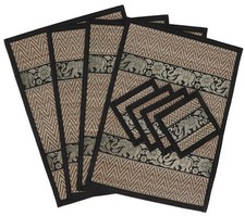 Platzdeckchen, Bastuntersetzer, Tischmatte 4èr Set- schwarz - 25*35*0,3 cm