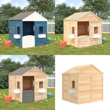 Spielhaus Kinderspielhaus mit Abschließbarer Tür und Blumentöpfen Tannenholz
