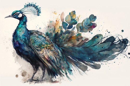 Wandbild pfau seitenansicht - wandbild:,