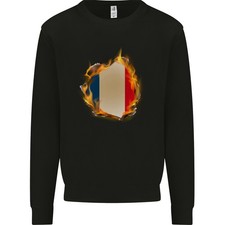 The Französisch Tricolor Flagge Fire Frankreich Kinder Sweatshirt Pullover