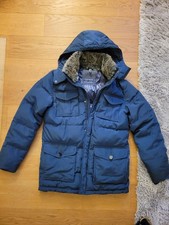 Tommy Hilfiger Herren Steppjacke Parka Mantel, abnehmbare Kapuze, Gr. L blau