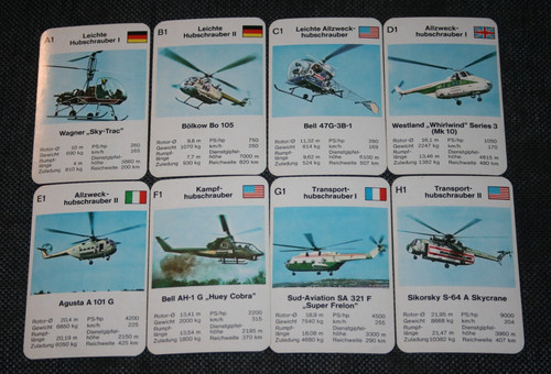 Altes hubschrauber quartett - hubschrauber,