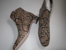 Stiefeletten Schlangenleder- Optik braun beige 40 Blockabsatz neu