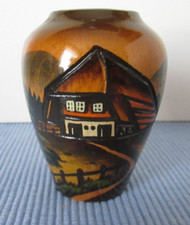 Vase Schwarzwald Schwarzwaldhaus Holz  50/60er Jahre  Holzvase  Black Forest